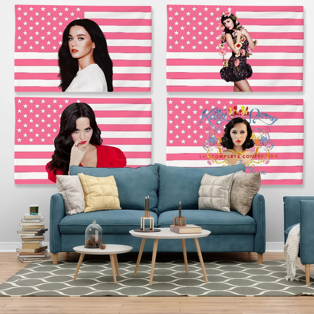Singer K-Katy P-PerryS Flag Tapestry Outdoor Party Bedroom Living Room Dormitory Decorative Themed Wall Hanging Banner Gift