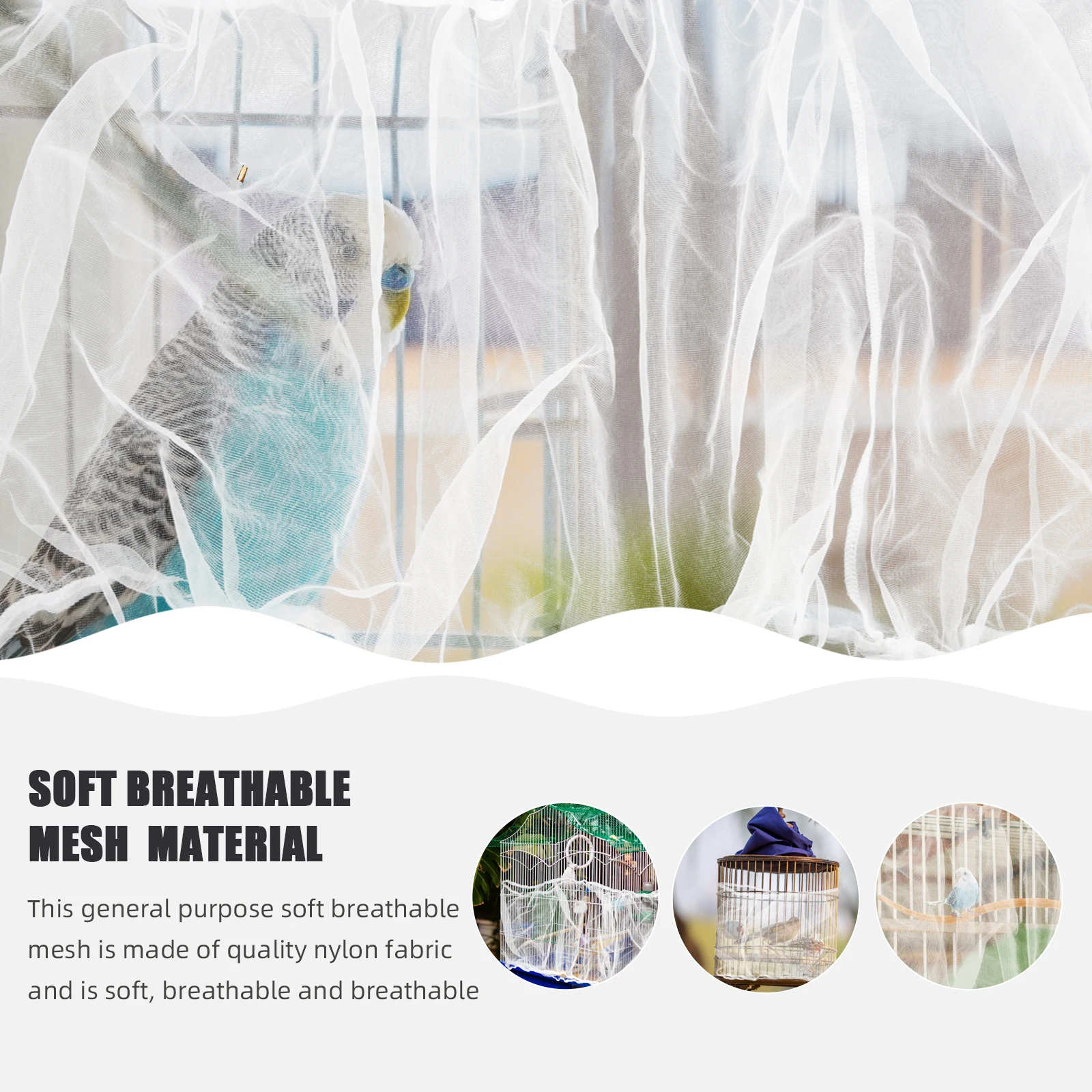 

Dust-Proof Bird Cage Cover Splash-Proof Mesh Parrot Cage Protector Elastic Design Prevent Food Mess Durable