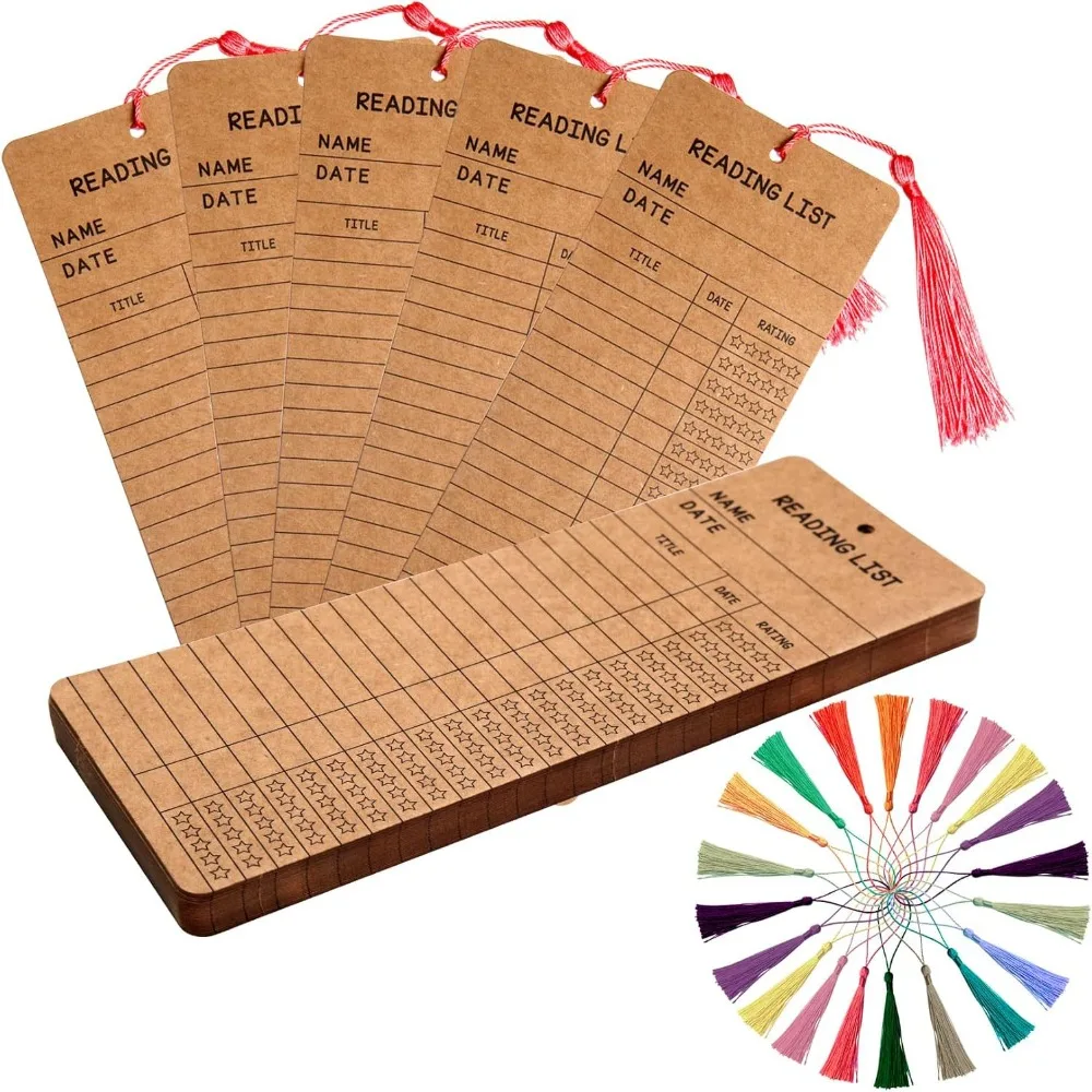 50pcs Kraft Paper Bookmark Paper Card Tassel Embellishment Paper Bookmark Page Marker Reading Tracker Kraft Paper Bookmark