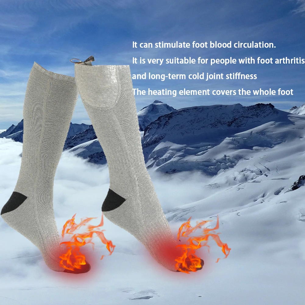 Electric Heated Socks 3 Level Temperature Electric Heating Socks Cold-Proof Foot Warmers Fast Heating for Outdoor Skiing Hiking
