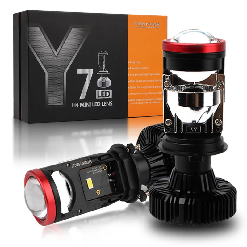 

A80 2PCS Y7 Series Automotive Mini Projector Lens LED Headlight H4 Highlight for Auto Accessoriees Free Shipping Wholesell