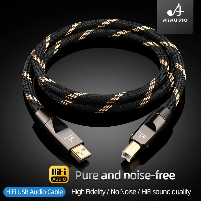 HiFi Pure Copper USB Cable Digital Audio Type A to Type B Cable for Amplifier Sound Card Decoder