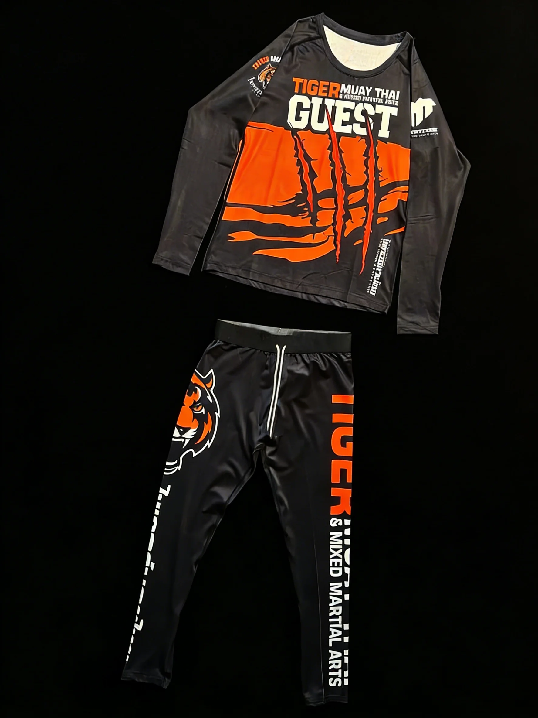 

Футболки и брюки Tiger Muay Thai Guest Rash Guard с длинными рукавами, мужская компрессионная футболка и леггинсы, спортивная одежда для тренировок MMA BJJ