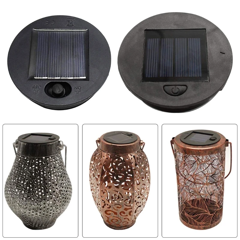 Solar Lights Replacement Top with LED Bulbs Solar Panel Lantern Lid Lights Parts