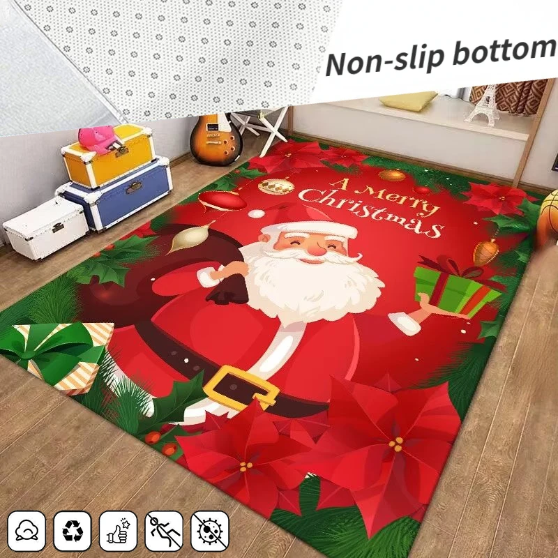 

Cartoon Santa Claus Carpets for Living Room Christmas Decoration Carpet Children Bedroom Bedside Floor Mat Entrance Door Rug