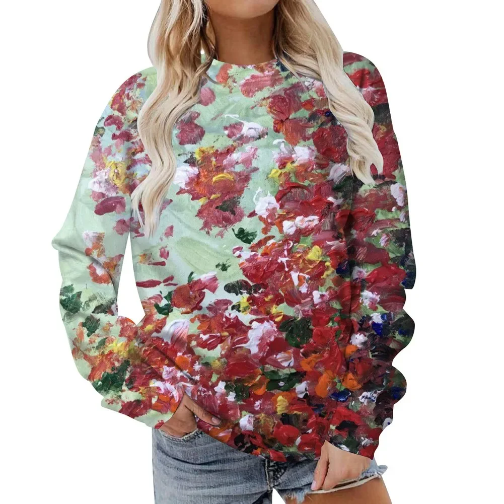 Women Sweatshirts Pullover Hoodies Winter Casual 3D Printed Comfortable Fabric Long Sleeve Sweater Winter Woman Clothes 2025