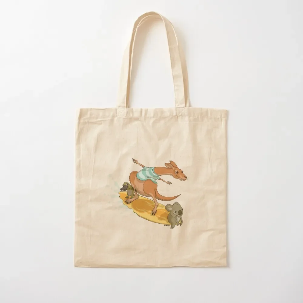 

Surfing kangaroo and friends Tote Bag bag for beach Canvas bag for women Large bags for women hand ladies