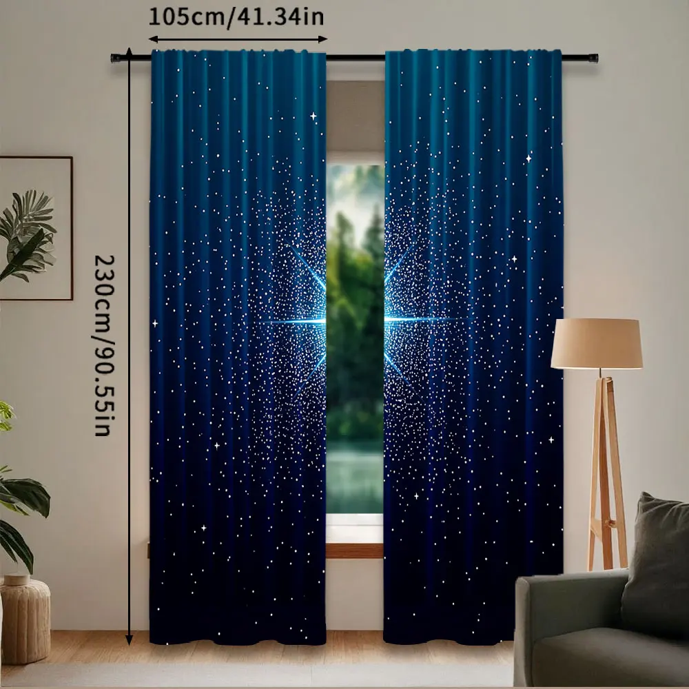 2Pcs Star Night Curtain Holy Christmas Star Blue Starry Sky Christmas Nativity Scene Star For Living Room Bedroom