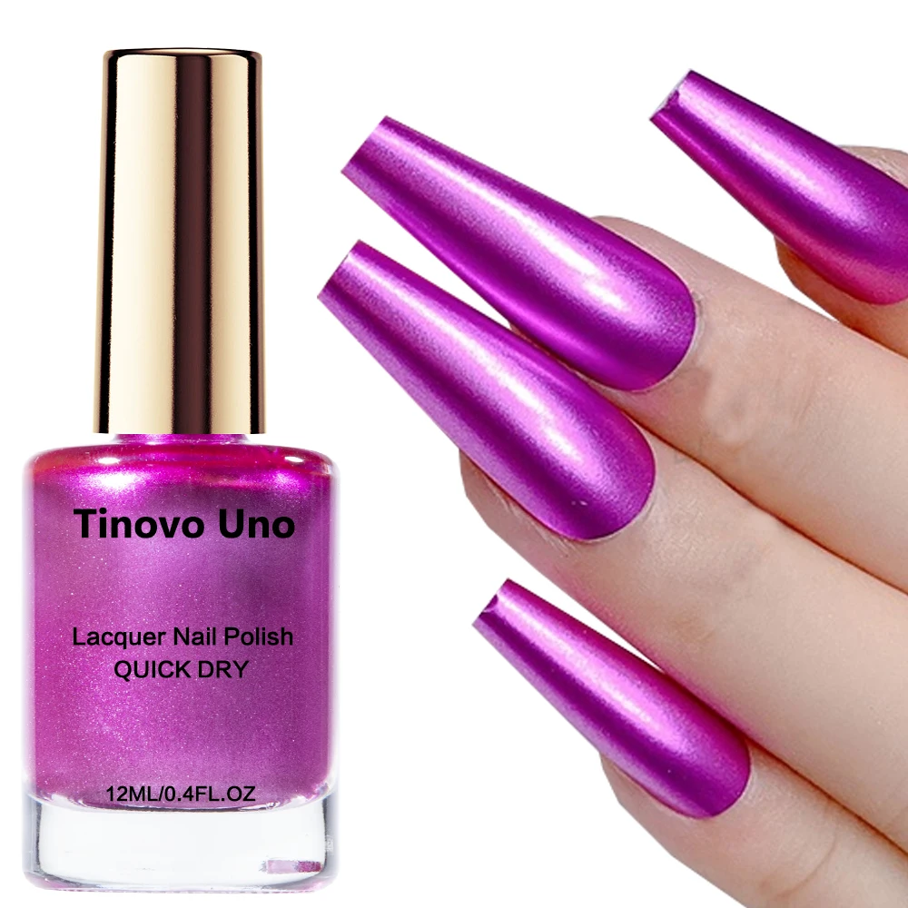 Tinovo Uno Metallic Nail Polish Mirror Effect Air Dry Nail Polish Regular Nail Lacquer Finish Hardener for Manicure Salon Supply