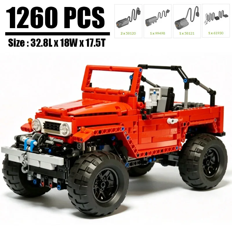 New Moc-4889 FJ40 Crawler 4WD Off-Road Vehicle Model Technic Buiding Creators Block Bricks Educational Toys for Birthday Gifts