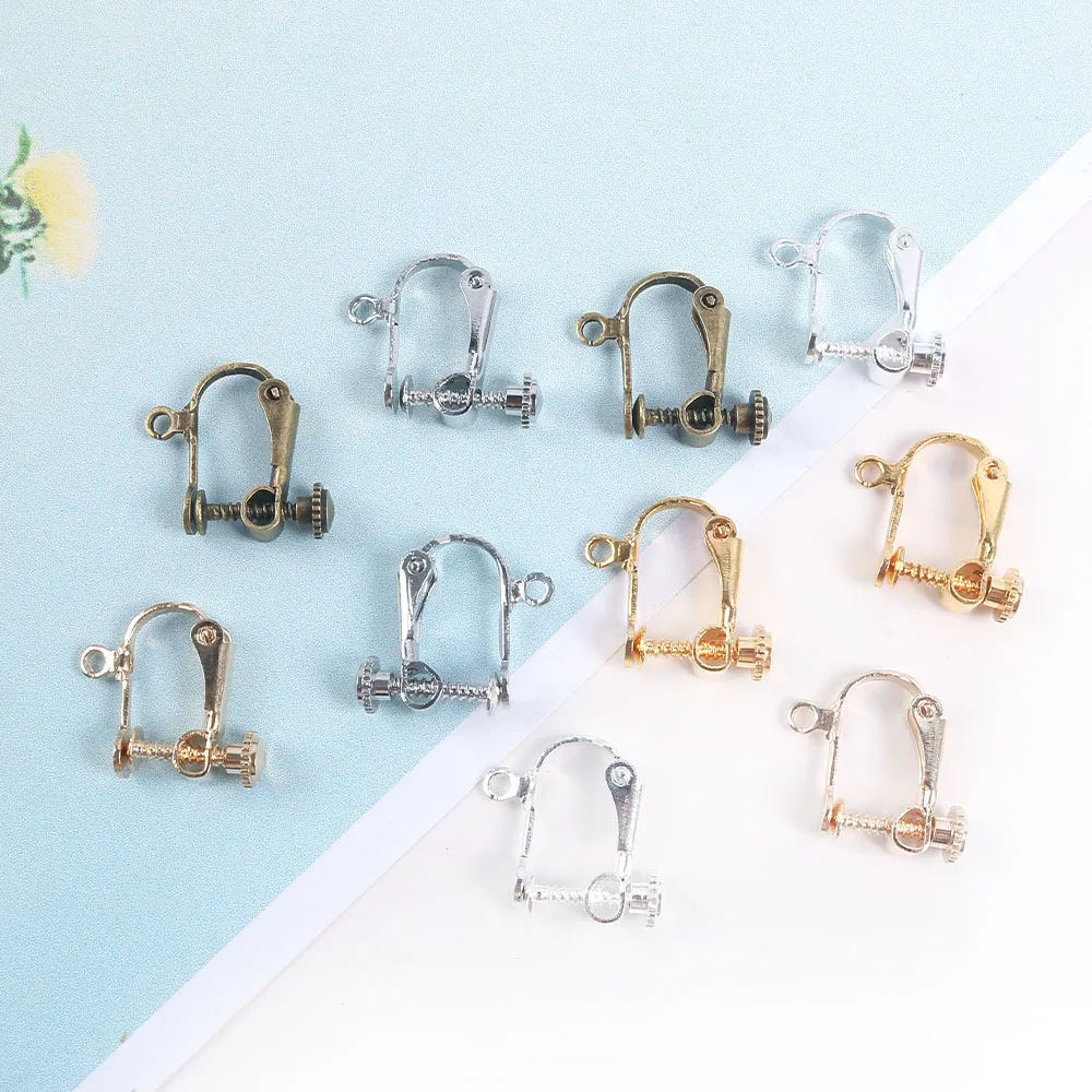 10pcs/Lot 14x15mm Round Head Screw Ear Clip DIY Handmade Clip On Earrings Parts No Pierced Ear Clips Jewelry Findings