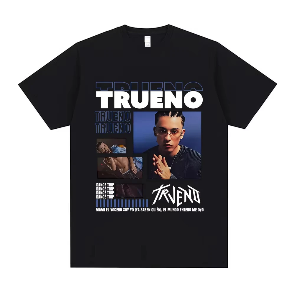 Rare Rapper Trueno Dance Taip Print T-shirt Unisex Vintage Oversized T Shirts Men Women Hip Hop Fashion Male Pure Cotton T-shirt
