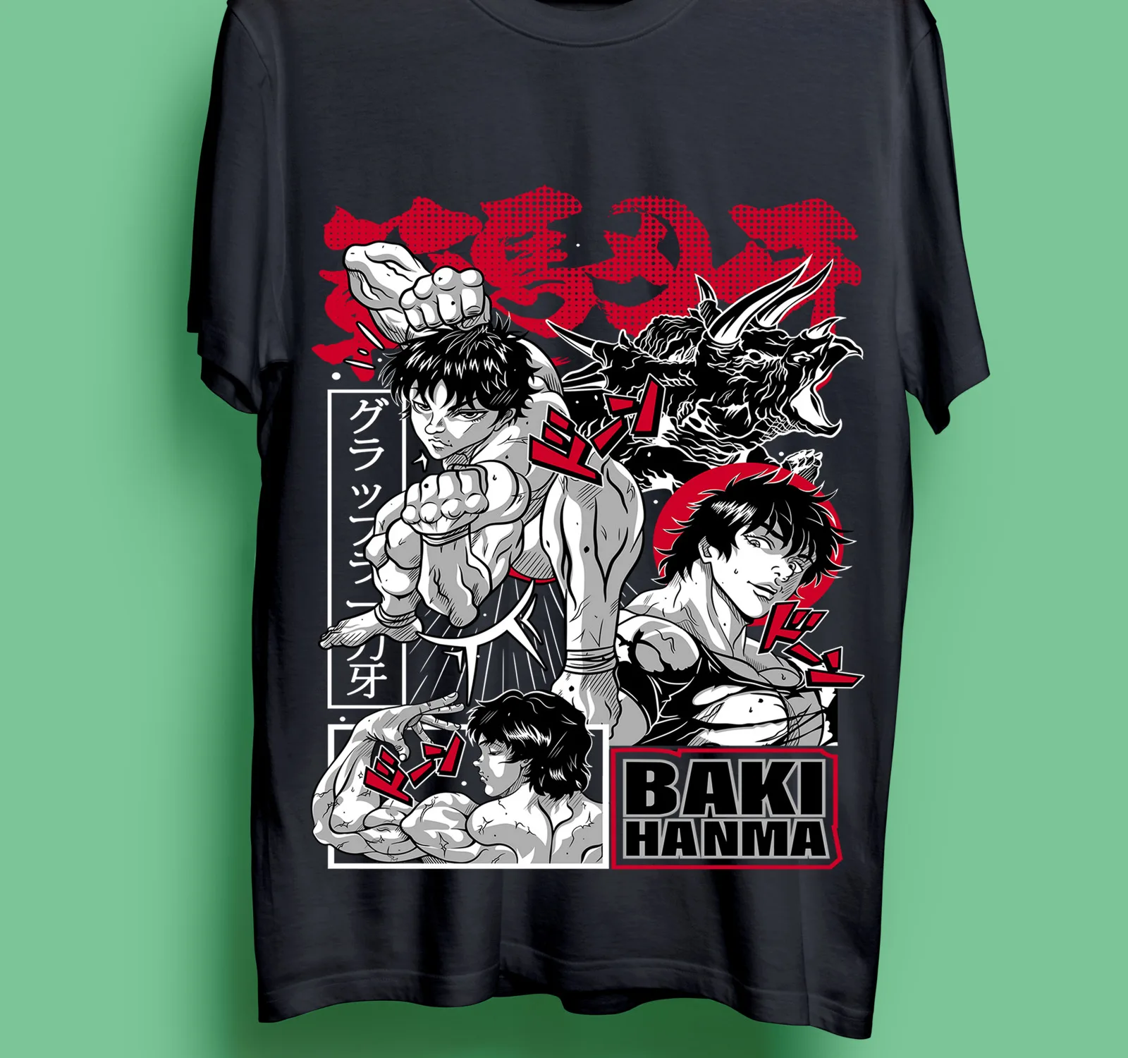 

Baki Hanma T-Shirt Baki the Grappler Yujiro Boxing Gym Anime Gift Shirt All Size