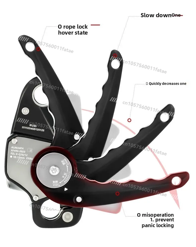 Suitable for Outdoor Climbing Descender, Anti-panic Cam Manual Descender, Quick Descent Aerial Work