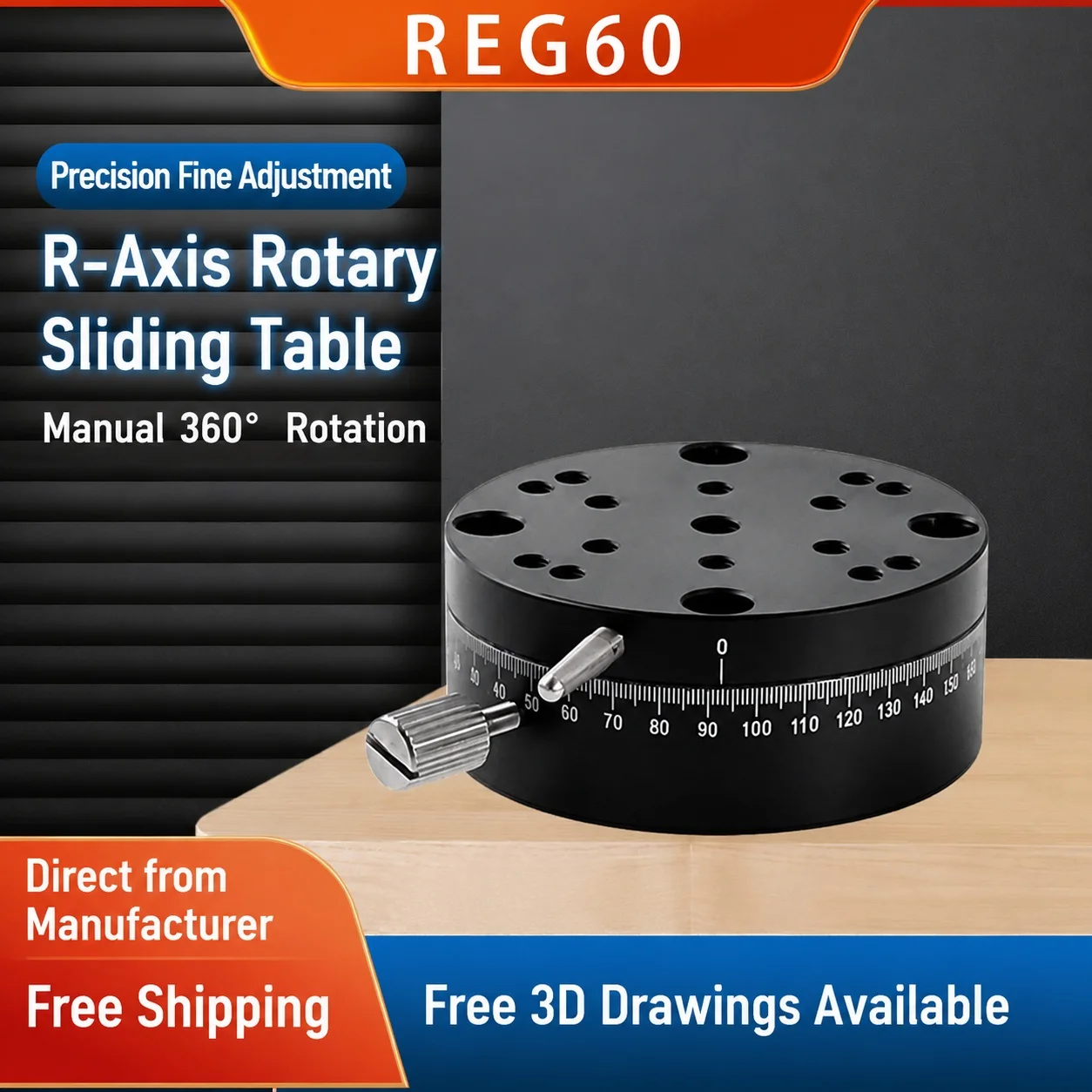 Manual Rotary Precision Stage REG25 REG40 REG60 360° Fine Adjustment Platform