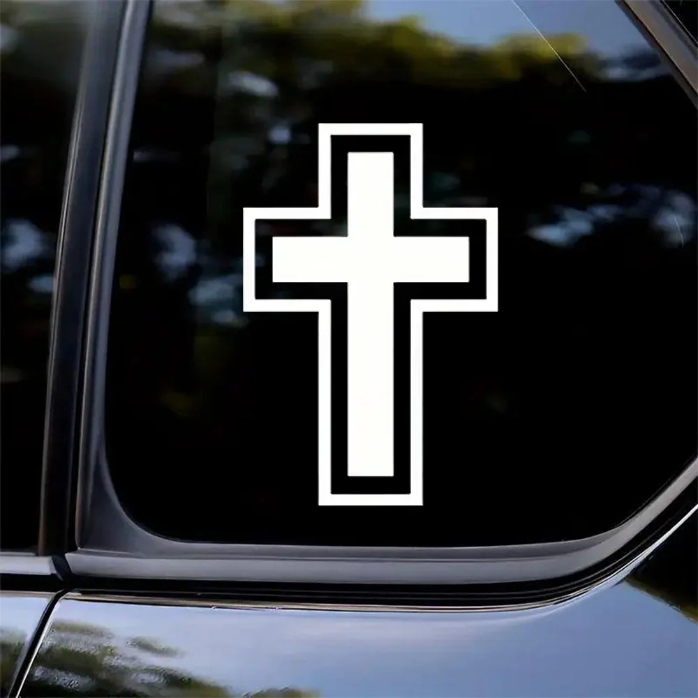 2-Pack 10x15cm Jesus Cross Religious Faith Waterproof Vinyl Decal, Decorative Sticker for Car Bible Journal Ornament