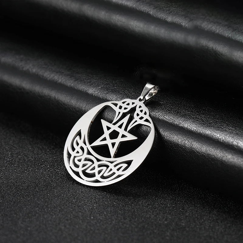 LIKGREAT Crescent Pendant for Necklace Stainless Steel Celtics Knot Moon Star of David Charms for Jewelry Making DIY Accessories