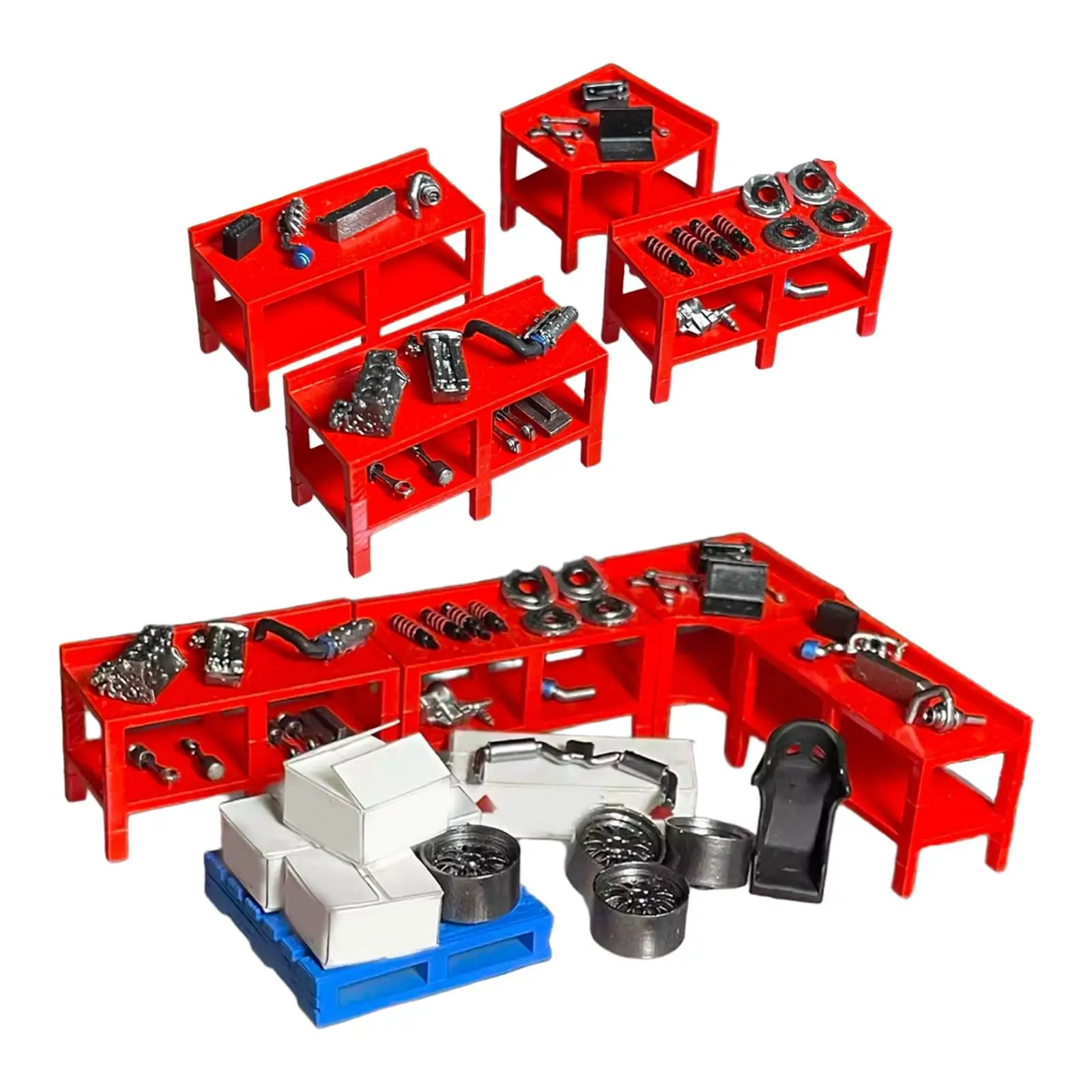 

1/64 Diorama Garage Accessories Set,DIY Micro Scene Decoration,Sturdy,Collectible,Creative Mini,Realistic ,