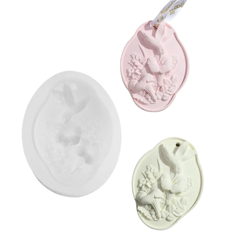 Bird Flower Listing Mold Handmade Diy Car Aromatherapy Gypsum Pendant Tools Embossed Flower Silicone Mold Handicraft Accessories