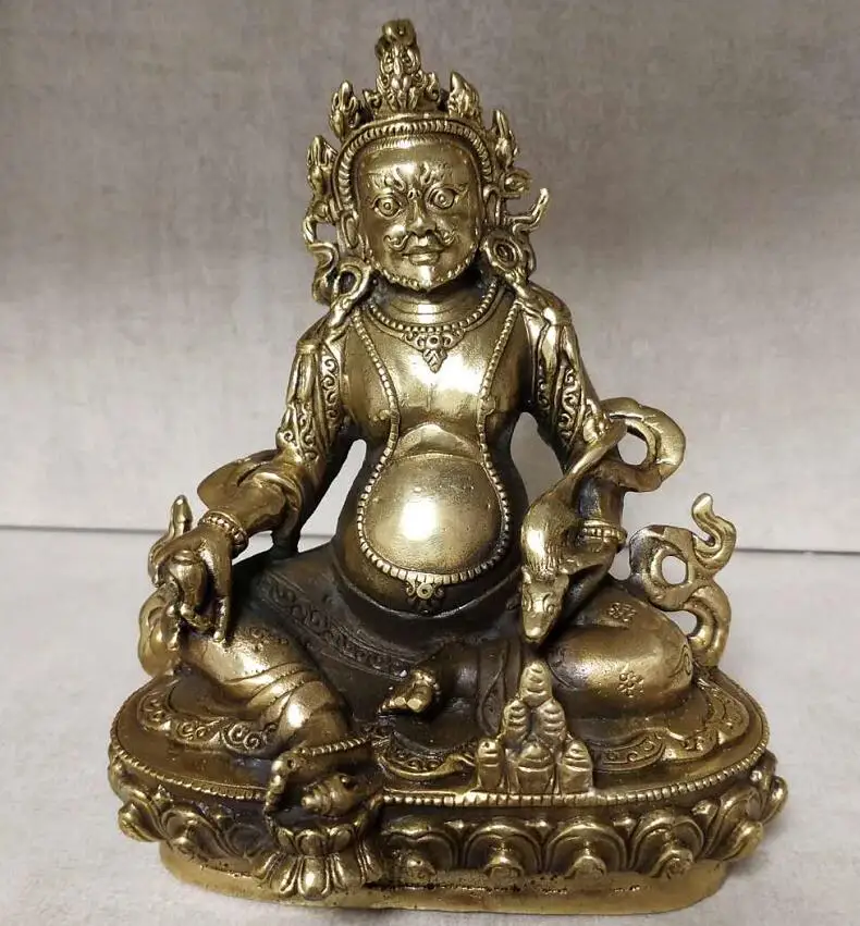 WBY $GANG 16 cm tall Tibetan Buddhist bronze silver KUBERA EINZIGARTIG Dzambala buddha Statue