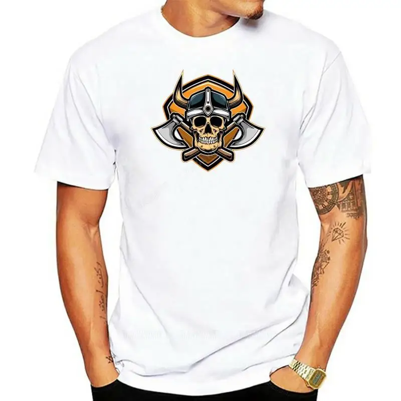 Camiseta de algodón con escudo de calavera vikinga para hombre, camisa de entrenamiento de lucha, motivación Muay Thai, gran oferta