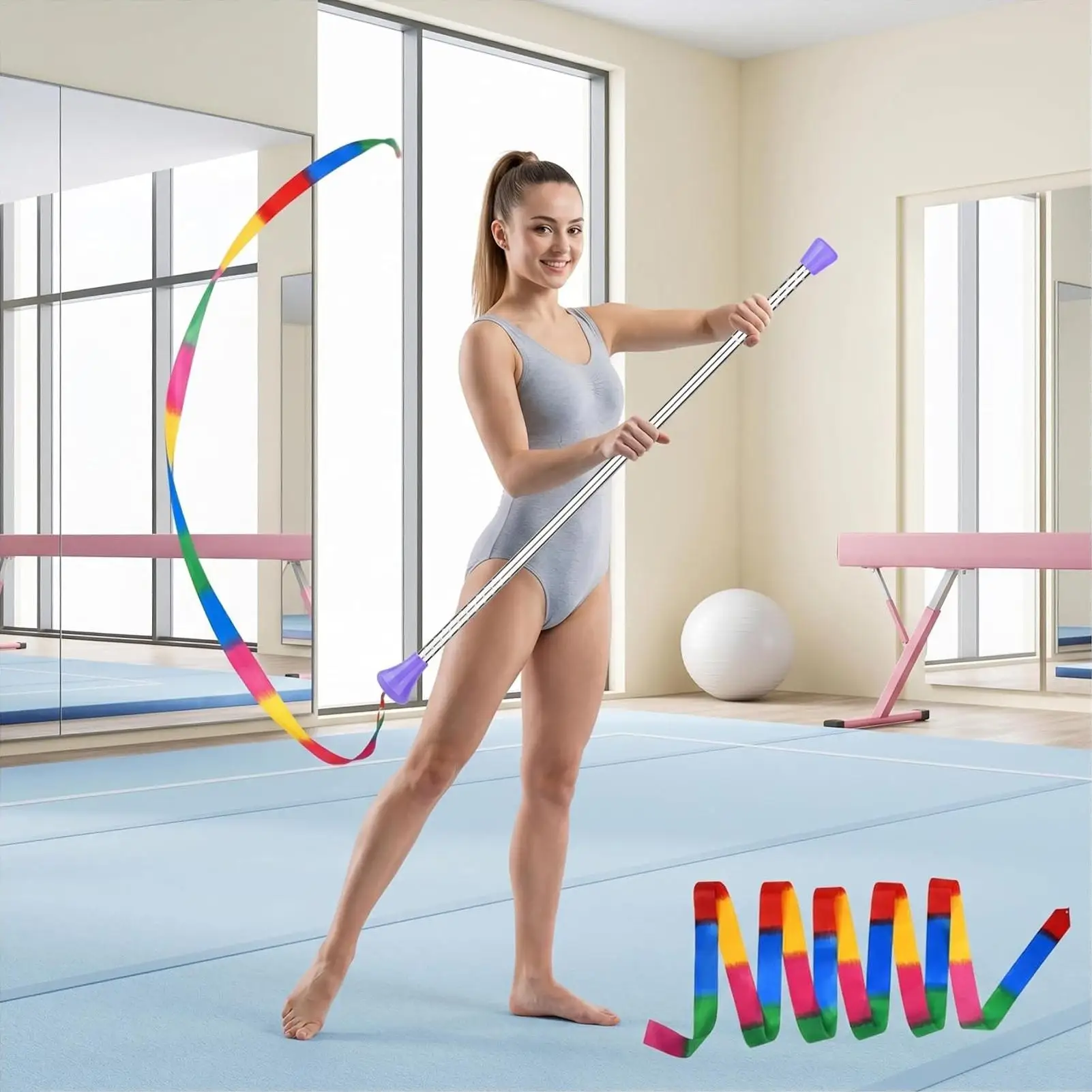 Bastón de Baile de Acero Inoxidable con Cinta Antideslizante, Bastón de Baile de 21 Pulgadas para Majorettes, para Gimnasio, Escenario y Desfiles