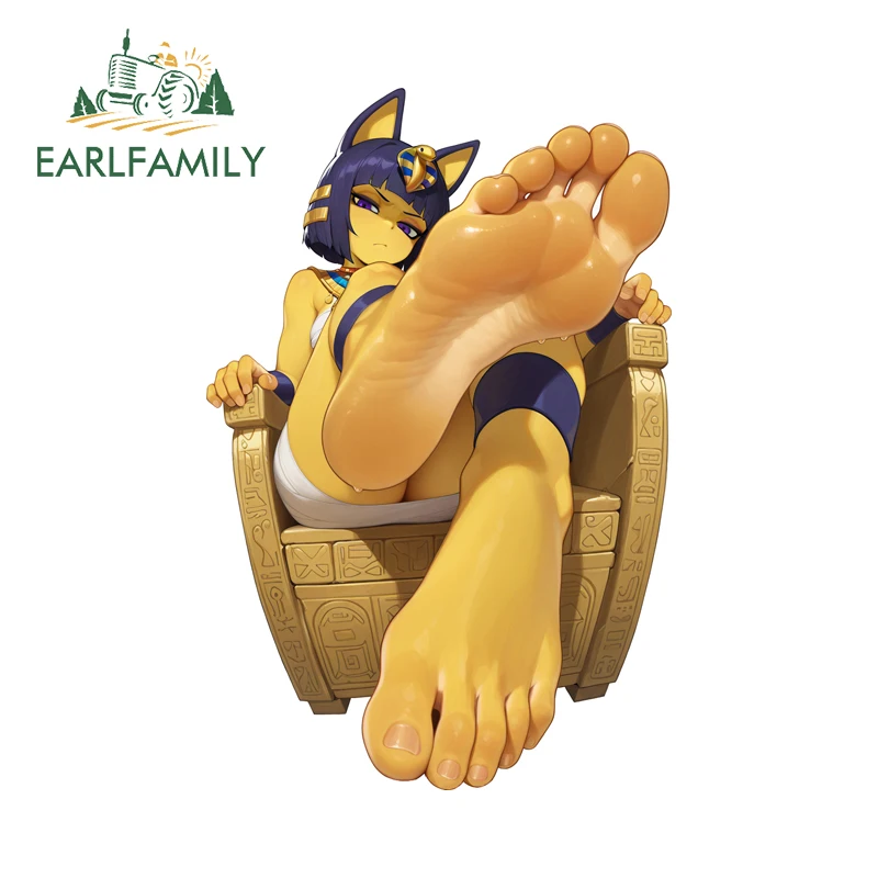 

EARLFAMILY Ankha Egyptian Cat Original Car Stickers Waifu Furry Sexy Feet Trunk JDM ATV Decal Personality Campervan Car Label