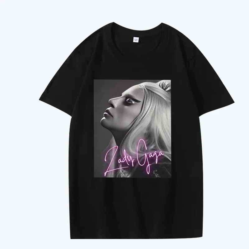 

Lady Gaga Music Singer T Shirt men women Oversized 100% Cotton Hot sale short sleeve Summer Fashion print Unisex plus size tops