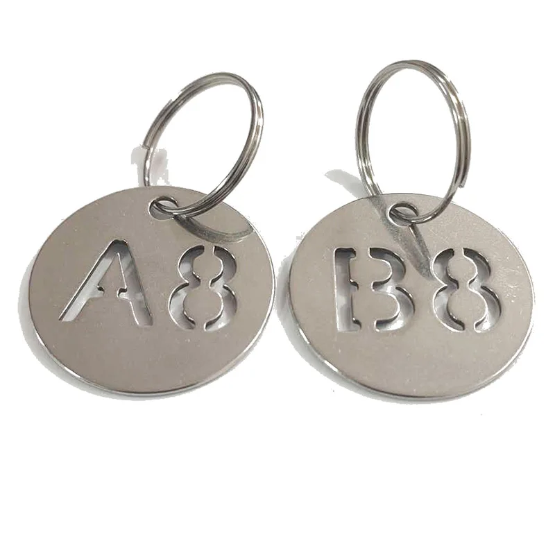 10pcs Stainless Steel Hollow Out Number Tags Metal Sequential Numbers Disc Locker Room Sauna Club ID Card Key Ring Chains