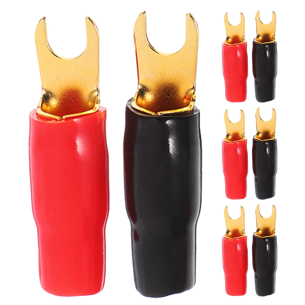 

3 Pairs Fork Terminals Crimp Connectors 0GA Gold Plated Anti Corrosion Audio Modification Speaker Wire Cable Electrical