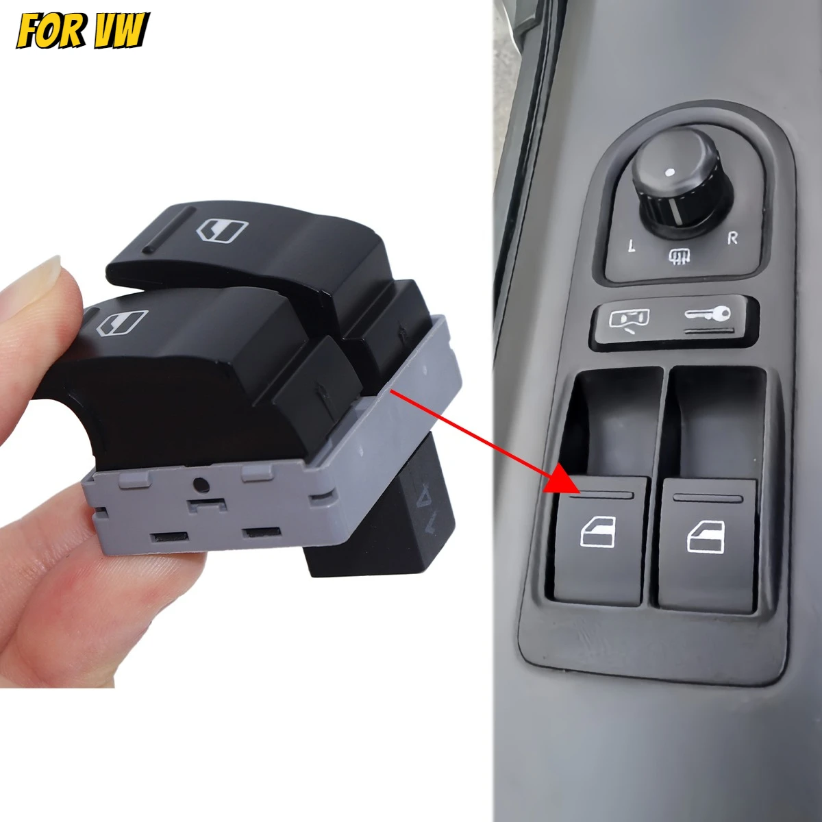7E0959855A9B9 Driver Side 4-Pins Electric Window Control Lifter Switch Button For VW Transporter T5 T6 Multivan Push Pull Switch