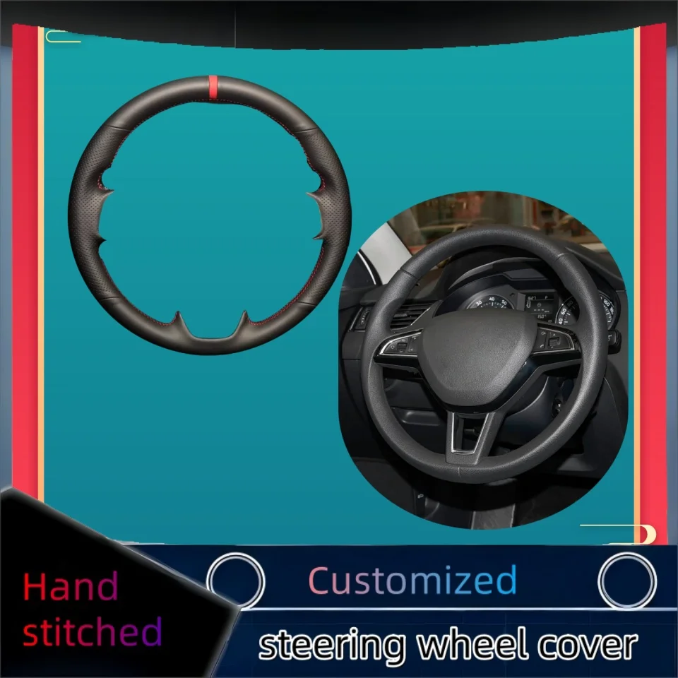 

Hand-stitched Microfiber Leather Car Steering Wheel Cover For Skoda 21 Octavia Rapid SUPERB Kodiaq Car Interior Accessories