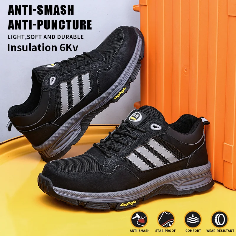 “Construction Indestructible Shoes Men Steel Toe Cap Work Safety Boot Safety Shoes Men Boots