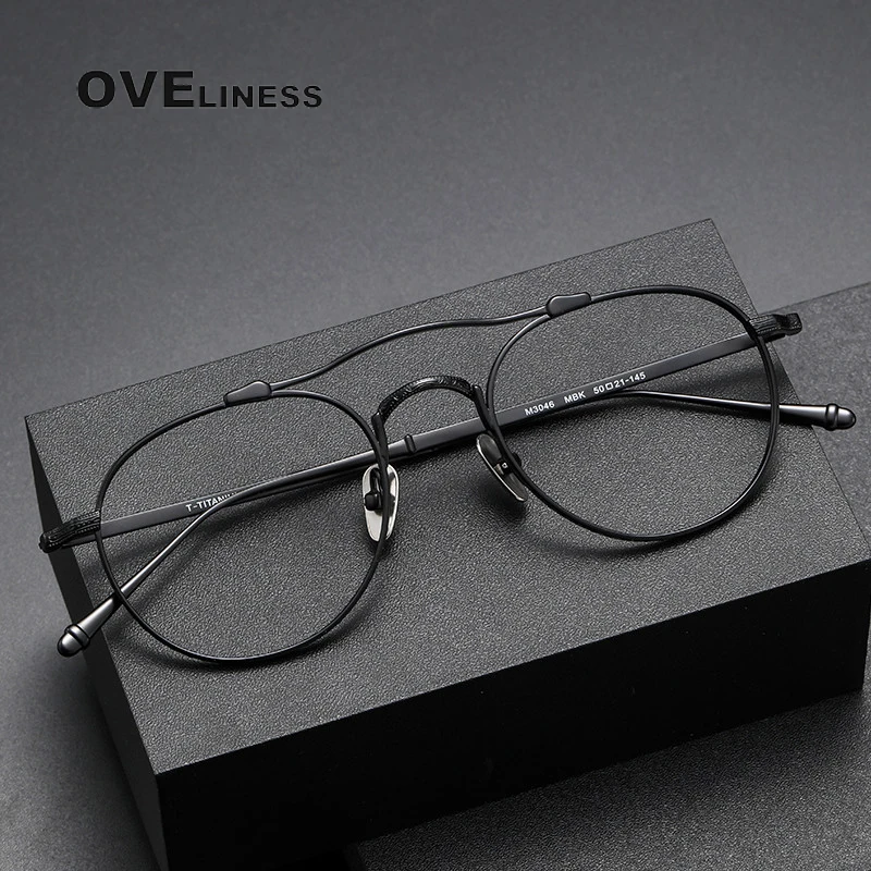 2023 Pure Titanium Glasses Frame for Men Retro Vintage Square Prescription Eyeglasses frames Male Men's Myopia Optical Eyewear