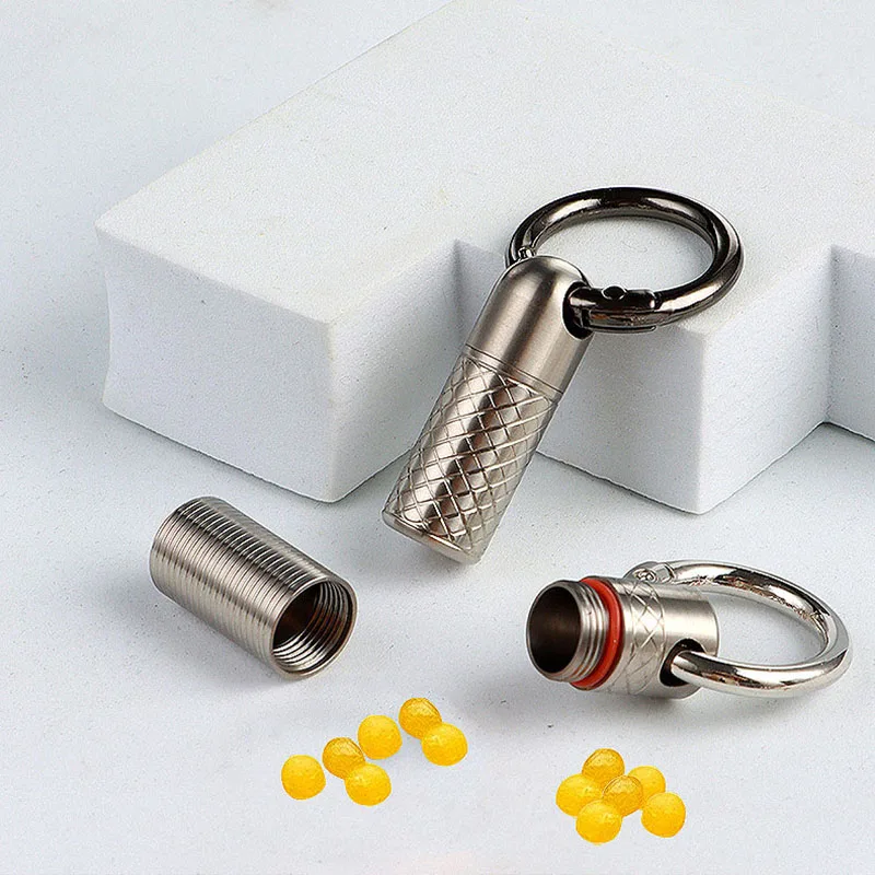 Portable Titanium Alloy Mini Seal Bottle Outdoor Camping Survival Pocket Pill Box Waterproof Capsule Travel EDC with Necklace