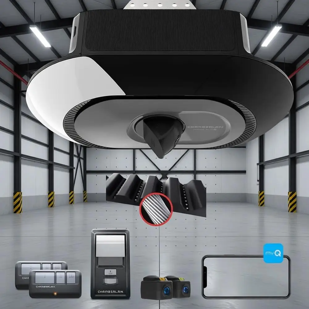 

Chamberlain B4643T Smart Built in Camera-myQ Smartpe Controlled-Ultra Quiet, Strong Belt Drive, Blue Garage Door Opener