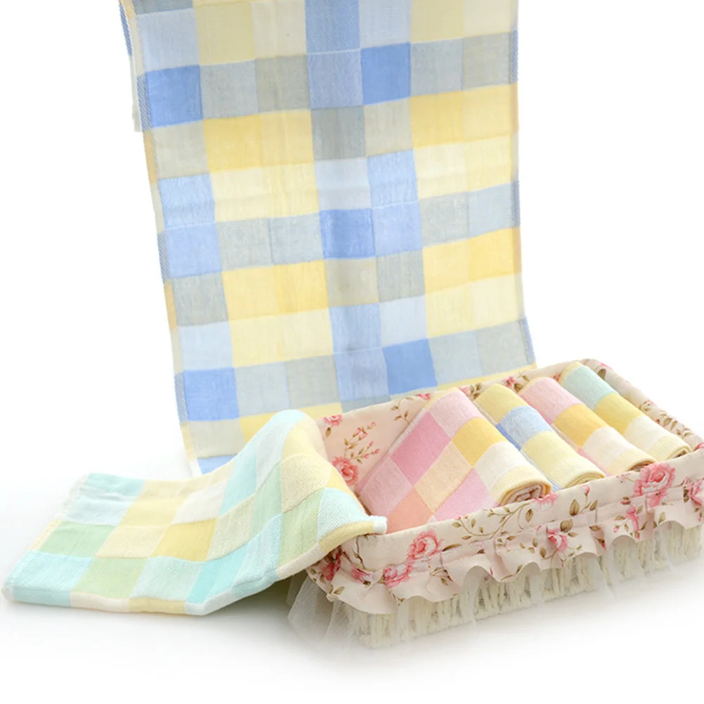 6 pçs crianças algodão rosto toalhas cor xadrez forte absorção de água macio suave criança toalhas de lavagem toalha do bebê pequena criança toalha