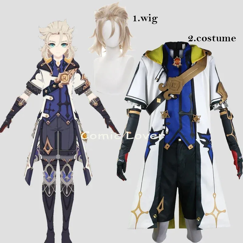 

Jogerli Genshin Impact Albedo Cosplay Clothing Arrival Game Roleplaying Costumes Man Clothes Wig