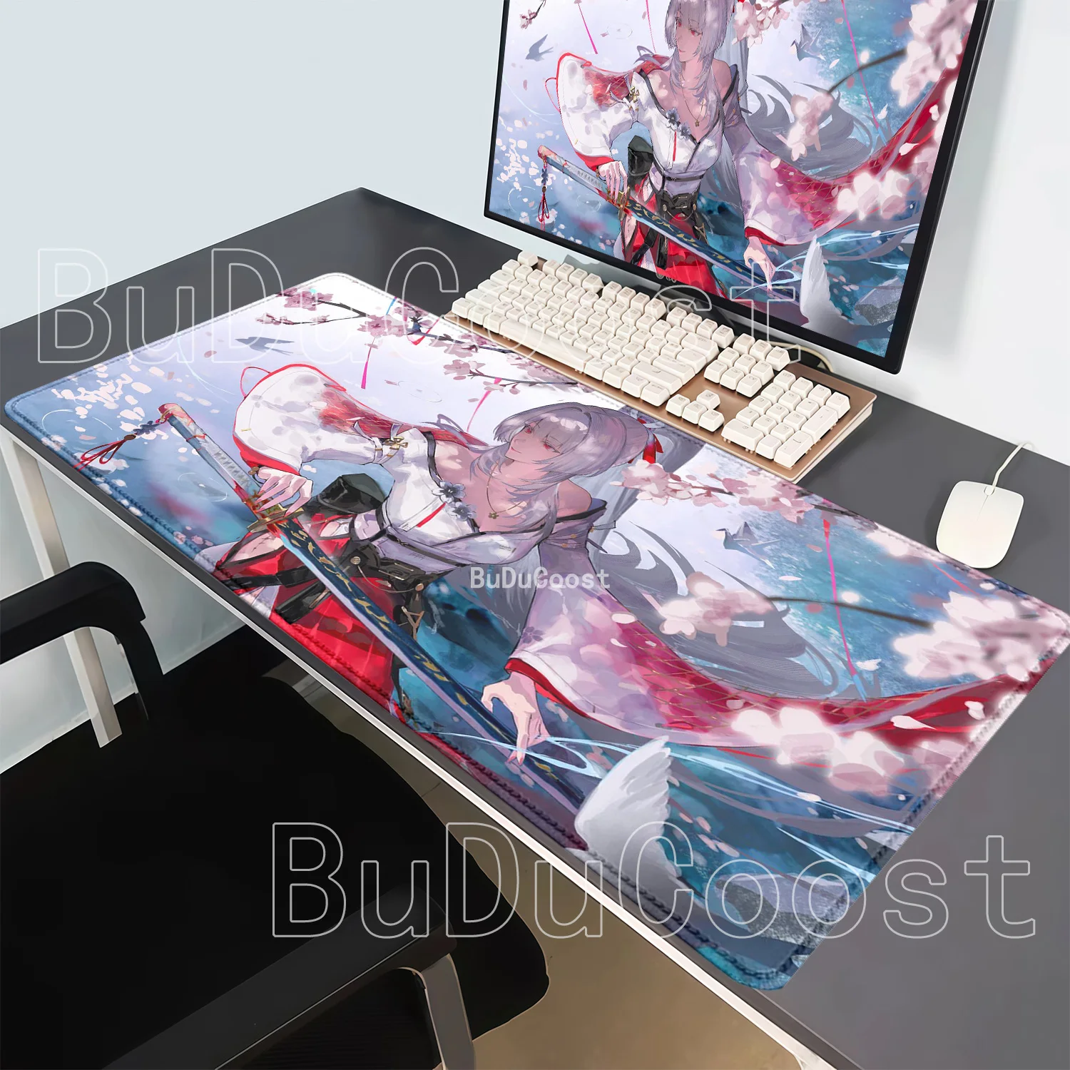 Sexy Hiyuki WuWa Anime Girl Mouse Mat Gaming Wuthering Waves Non-slip Base Mousepad PC Offices Keyboard HD Printing XXL Desk Mat