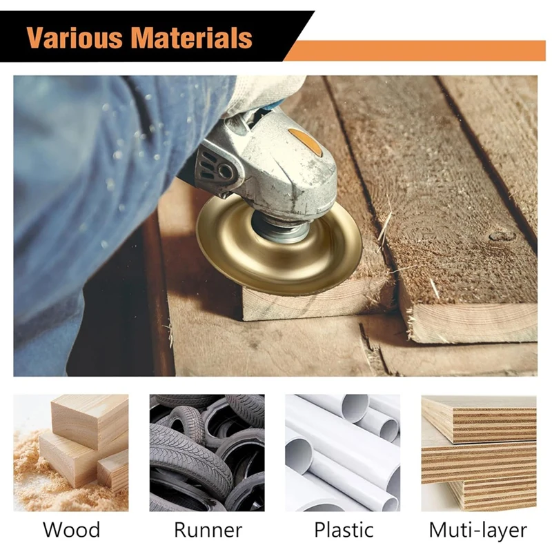 5個の木彫りディスクセット、4インチまたは4-1-2インチのアングルグラインダー用、フラットアーク斜平行研削砥石、レンチ付き-a33r