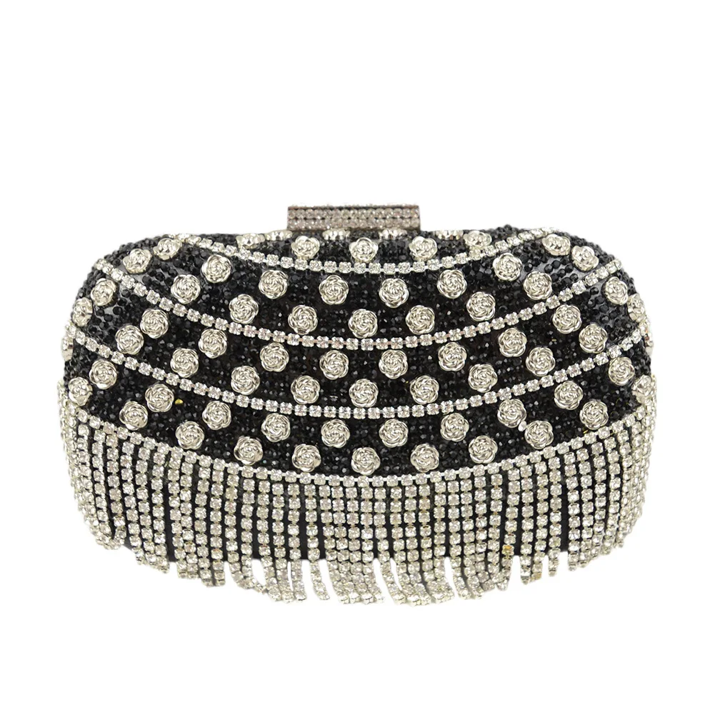 Diamond Rose Diamond Fringed Banquet Dinner Bag Bridal Handbag Women's Dress Bag Luxury Designer Bags High Quality Sac De Soirée