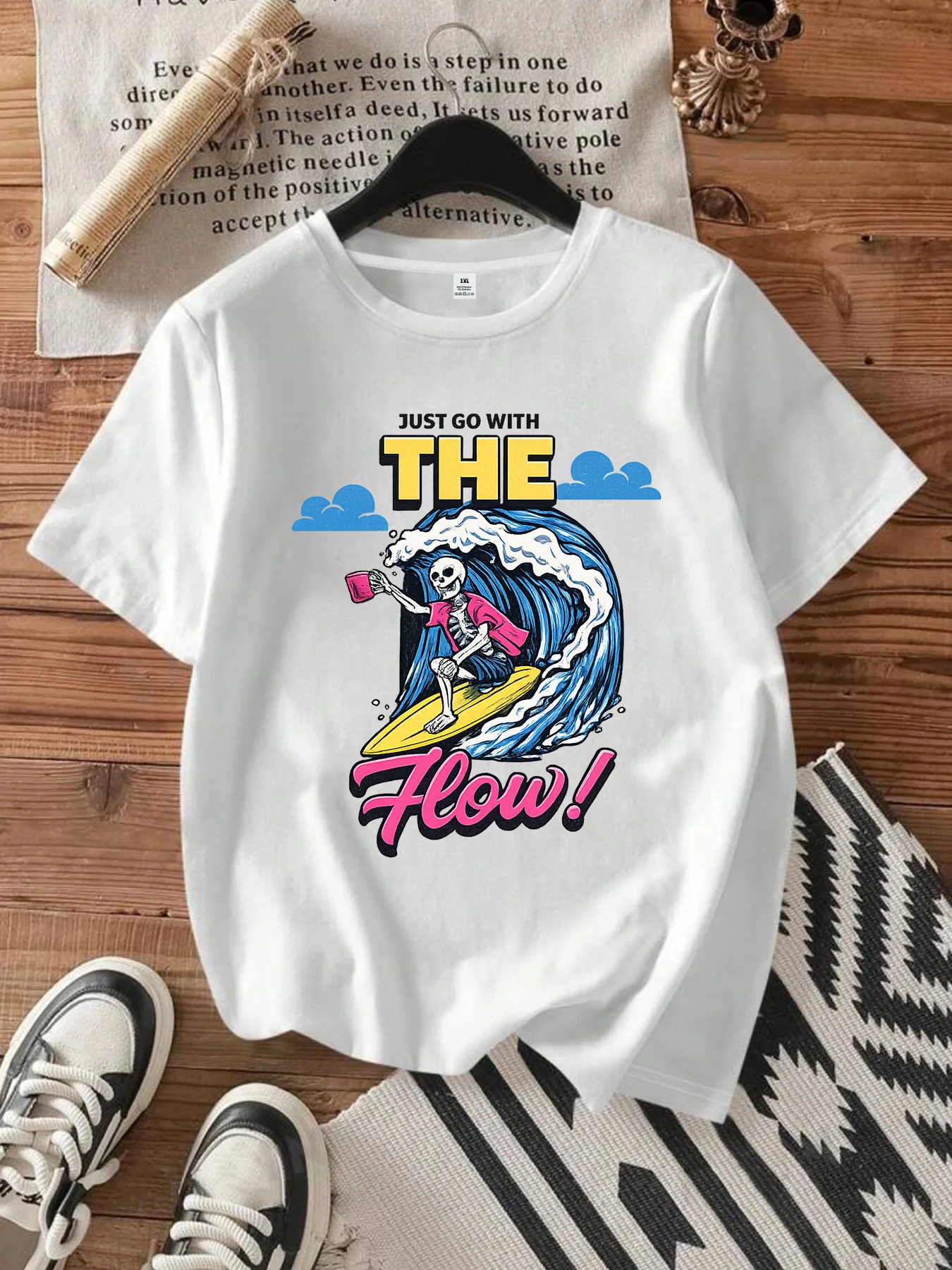 

【WDS0053】Plus size women's round neck short sleeve T-shirt with elastic half sleeves and trendy prints