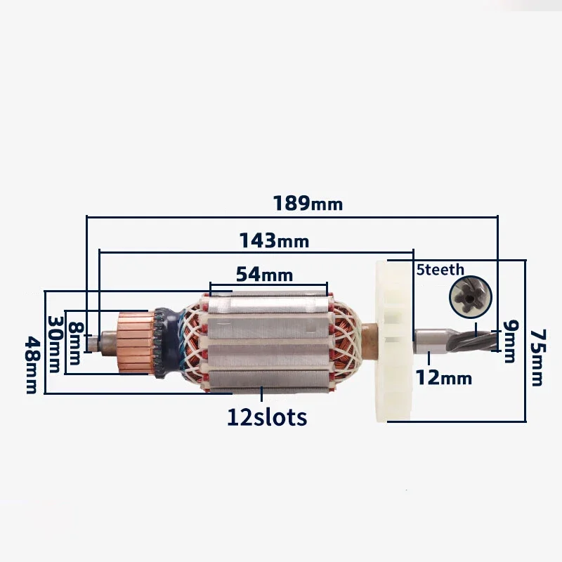 AC220-240V for Jindu 6118 Water Drill 125 Diamond Drill Engineering Drill Armature Rotor Anchor Replacement 5teeth