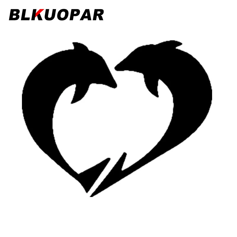 

BLKUOPAR Дельфины в форме сердца, графика, креативные автомобильные наклейки, окклюзия, царапины, наклейка, забавный бампер, холодильник, автомобильные товары