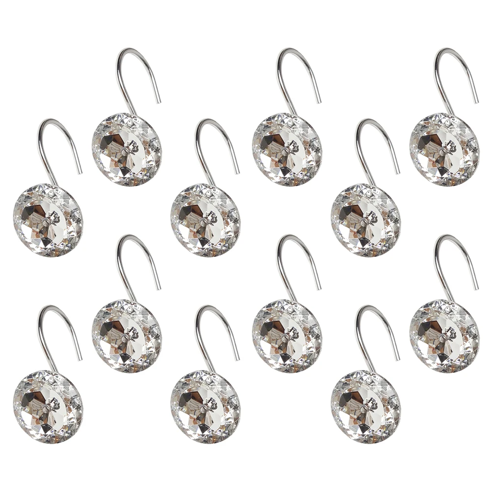 

12Pcs Shower Curtain Hooks Acrylic and Metal Clips Elegant Tidy Look for Bathroom Easy Install Disassemble 12