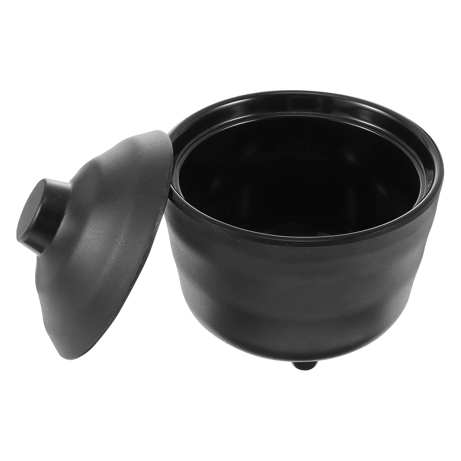 

1pc Japanese Style Miso Soup Black Premium Melamine With Lid Heat Retaining Smooth Kitchen Supply Restaurant Bowl Food