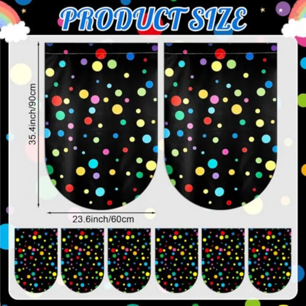 VIKAMA Blackout Curtains Set Polka Dot Classroom Daycare Window Valance for Home School Kitchen