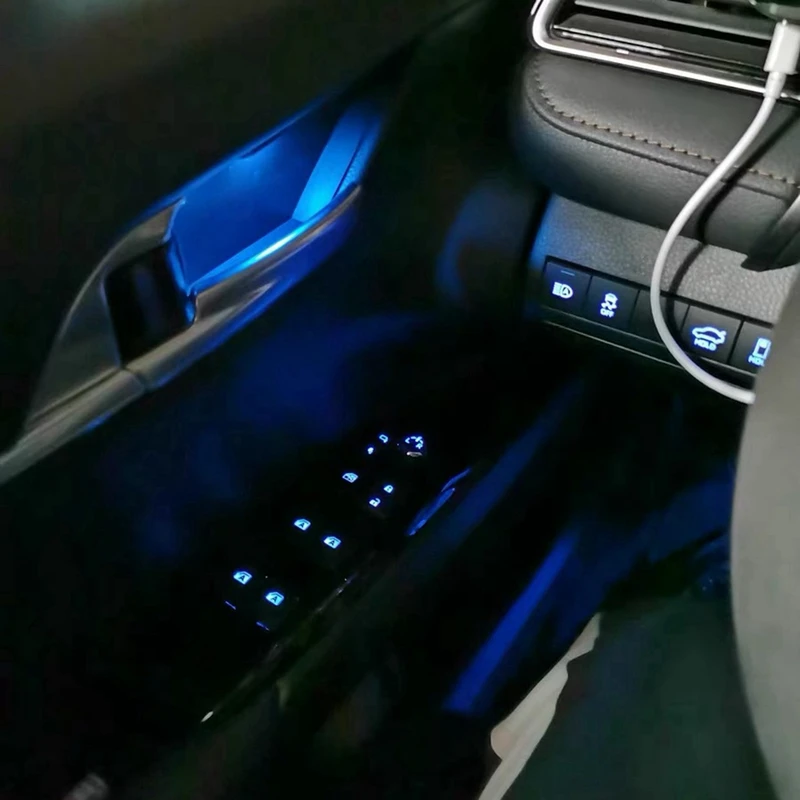 5X For Toyota Camry 2018-2022 Door Bowl Armrest Atmosphere Light Interior LED Blue Door Bowl Handle Frame Light