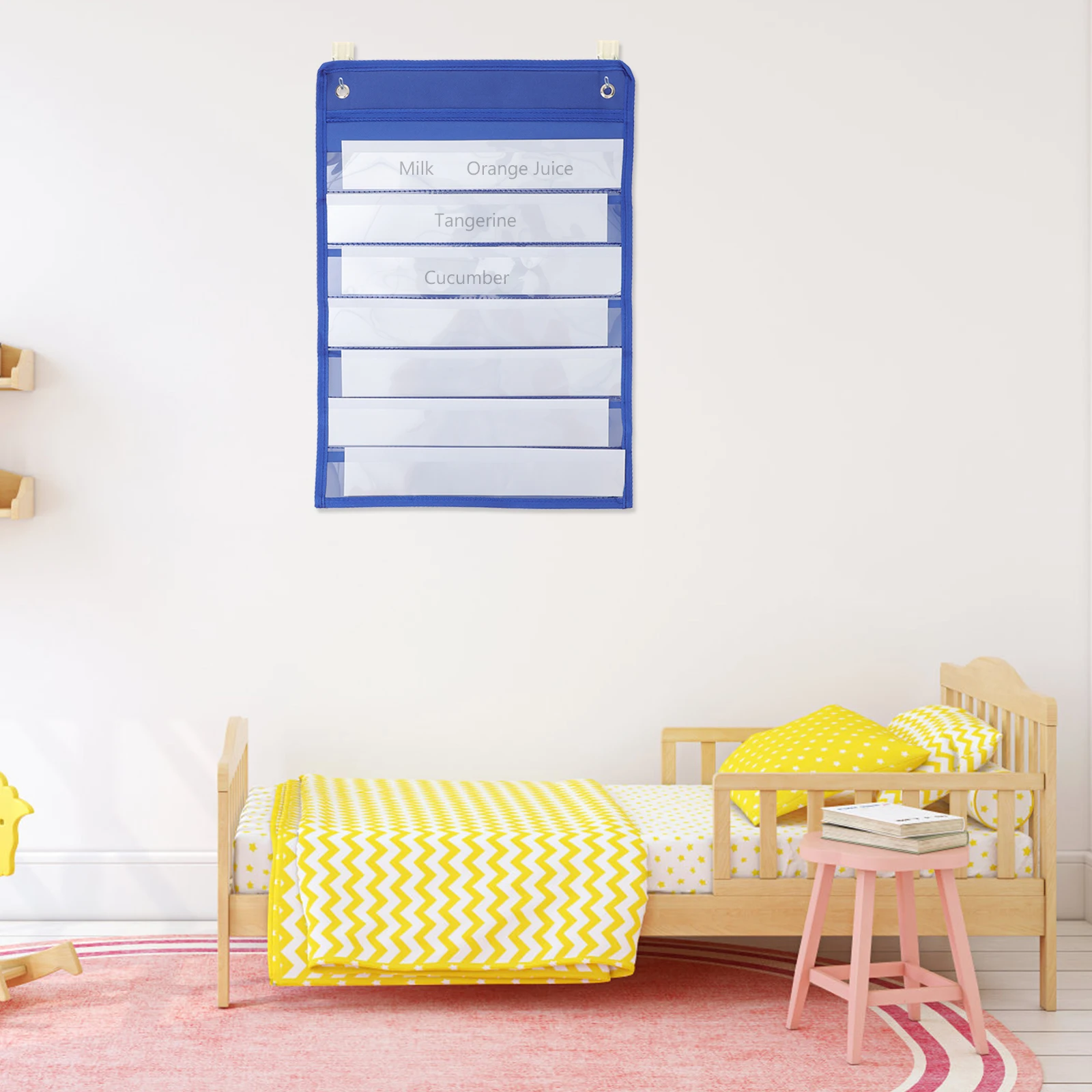 

White Magnetic Hanging Bag Whiteboard for Fridge Classroom Wall Storage Schedule Pocket Chart