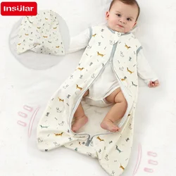 Saco de dormir fino do bebê, cobertor anti-pontapé, saco de dormir estampado dos desenhos animados, pijamas infantis, verão, 3-18meses, 100% algodão